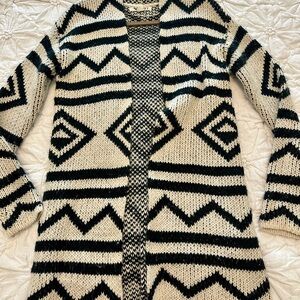 Roxy Black and Cream Geometric Cardigan